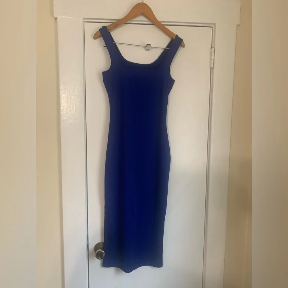 Cobalt‎ blue bodycon strapless MIDI Dress Size Small
